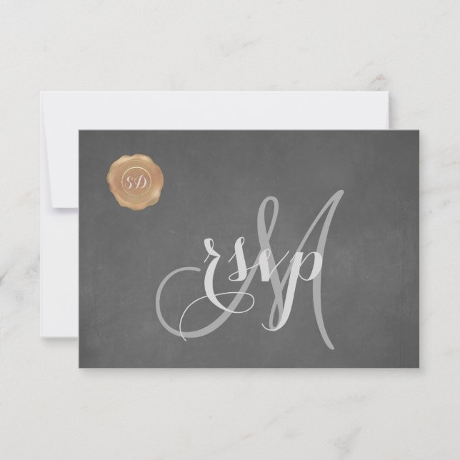 Vintage Chalk Old Wax Siegel Monogram Wedding RSVP (Vorderseite)