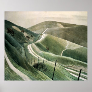Vintage Chalk-Pfade in England, Retro Landschaft Poster