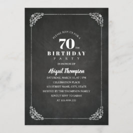 Vintage Chalkboard Adult 70. Geburtstagsparty Einladung