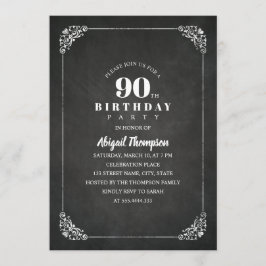 Vintage Chalkboard Adult 90. Geburtstagsparty Einladung