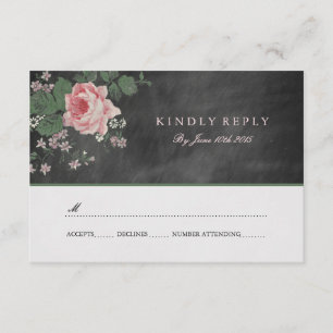 VINTAGE CHALKBOARD BLUME WEDD RSVP EINLADUNGEN