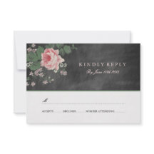 VINTAGE CHALKBOARD BLUME WEDD RSVP EINLADUNGEN