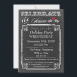 Vintage Chalkboard Feier Einladung<br><div class="desc">Chalkboard Feiern die Saison,  Heiligenbeeren,  Festtagsessen,  Weihnachtsfeier Einladung</div>