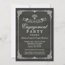 Vintage Chalkboard Frame Diamant Engagement Party Einladung