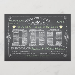 Vintage Chalkboard Kinderdusche GRILLEN Einladung