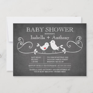 Vintage Chalkboard Love Birds Baby Shower Einladung