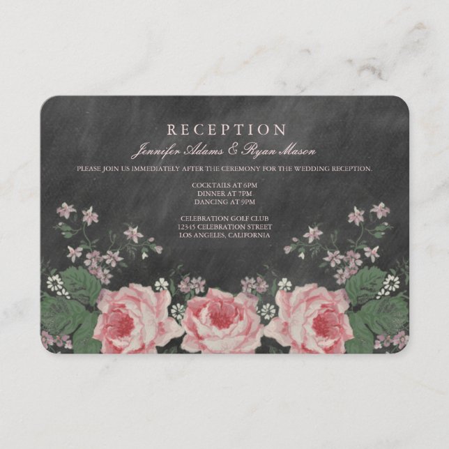 VINTAGE CHALKBOARD-REZEPTIONSKARTEN BEGLEITKARTE (Vorderseite)