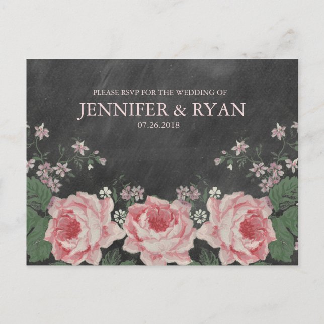 Vintage Chalkboard Rose UAWG Postkarte (Vorderseite)