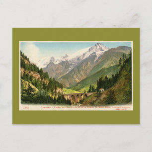 Vintage Chamonix Bahn Viadukt Mont Blanc Postkarte