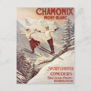 Vintage Chamonix, Mont-Blanc, Frankreich - Postkarte