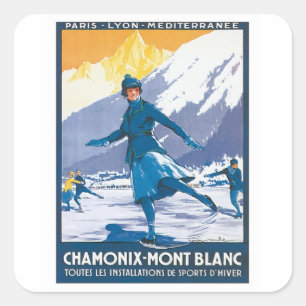 Vintage Chamonix Mont Blanc Quadratischer Aufkleber
