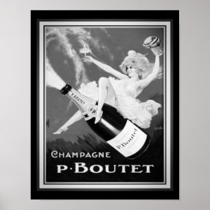 Vintage Champagner-Ad "P. Boutet" aus den 20er Jah Poster