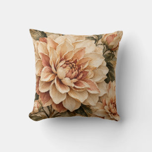 Vintage-Champagner-Dahlie-Botanisches-Blumen-Wurfk Kissen