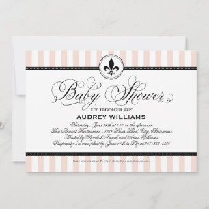 Vintage-Champagner Fleur de Lis französische Babyp Einladung