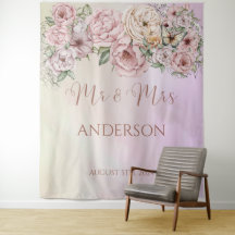 Vintage Champagner Peony Wedding Backdrop Tapestat