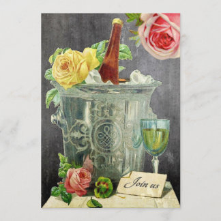 Vintage Champagner-Rose Chalkboard Geburtstagspart Einladung