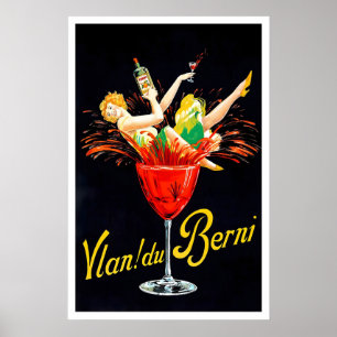 Vintage Champagner-Weinflasche Trinken Küchenkunst Poster