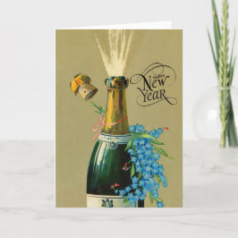 Vintage Champagnerflasche Neue Jahre Feiertagskarte