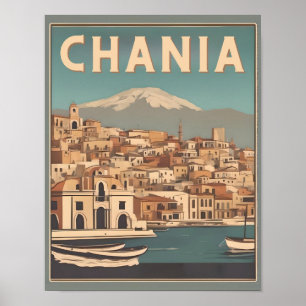 Vintage Chania City Souvenirs Kreta Griechenland R Poster