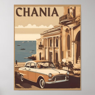 Vintage Chania City Souvenirs Kreta Griechenland R Poster