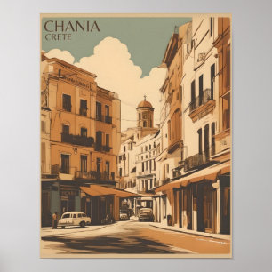 Vintage Chania City Souvenirs Kreta Griechenland R Poster