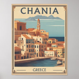 Vintage Chania City Souvenirs Kreta Griechenland R Poster