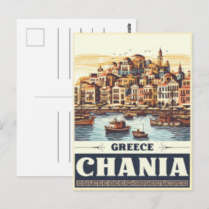 Vintage Chania Stadt Kreta Griechenland Urlaub Postkarte