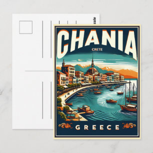 Vintage Chania Stadt Kreta Griechenland Urlaub Postkarte