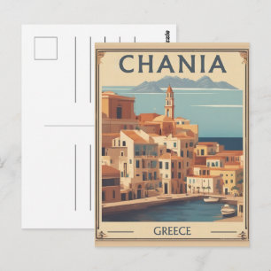 Vintage Chania Stadt Souvenirs Kreta Griechenland Postkarte