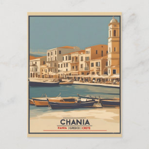 Vintage Chania Stadt Souvenirs Kreta Griechenland Postkarte