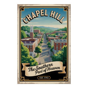 Vintage Chapel Hill North Carolina Retro-Reise Poster