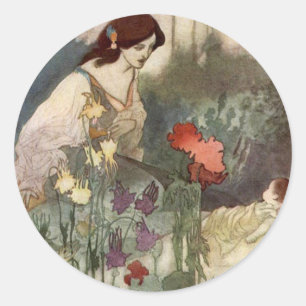 Vintage-Charles-Robinson-Mutter-und-Kind-Aufkleber Runder Aufkleber