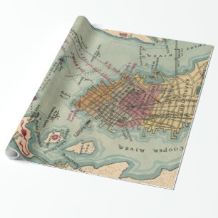 Vintage-Charleston-SC-Karte des Bürgerkriegs (1865 Geschenkpapier