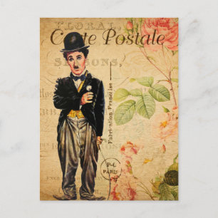 Vintage Charlie Chaplain Französische Carte Postal Postkarte