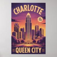 Vintage Charlotte North Carolina Queen City Retro