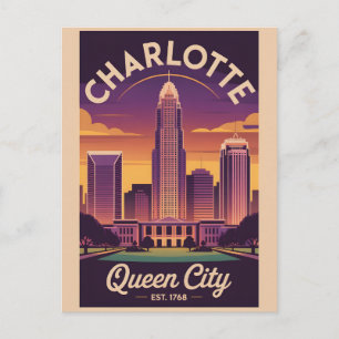 Vintage Charlotte North Carolina Queen City Retro  Postkarte