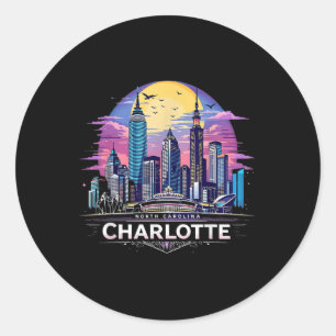 Vintage Charlotte North Carolina Sonnenuntergang S Runder Aufkleber