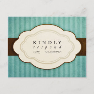 Vintage Charm Blue & Chocolate Response Cards RSVP Karte