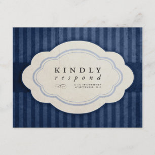 Vintage Charm Navy Blue Wedding Response Cards RSVP Karte