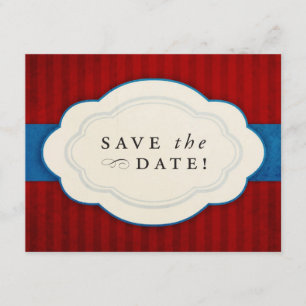 Vintage Charm Rot, Weiß und Blau Save-the-Date-Kar Save The Date
