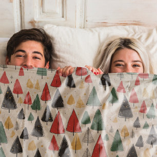 Vintage Charm: Weihnachtsbaum-Muster Fleecedecke