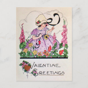Vintage Charme-Girl-Gartenkarte Feiertagspostkarte