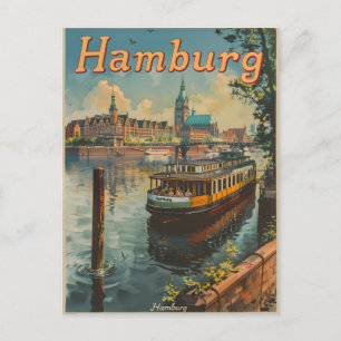 Vintage Charmen der Hamburger Inneralster Postkarte