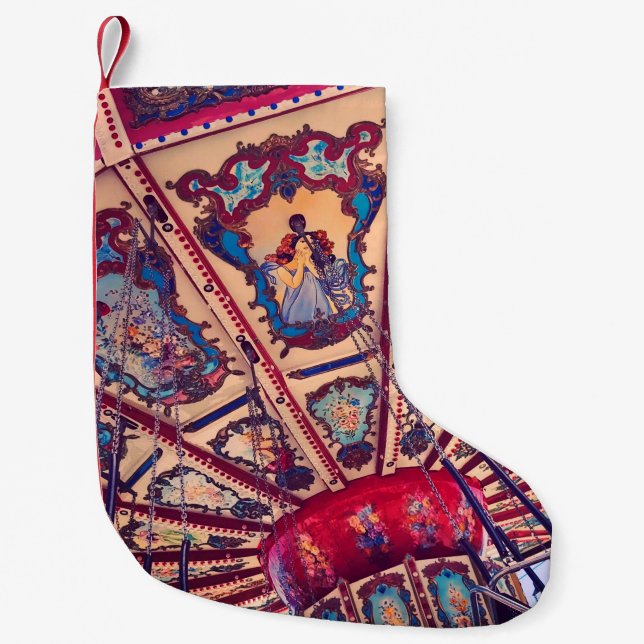 Vintage Chars Swing Fairground Ride Kleiner Weihnachtsstrumpf (Vorderseite)