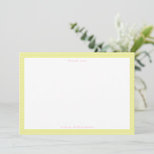 Vintage Chartreuse rosa Streifen personalisierter Dankeskarte