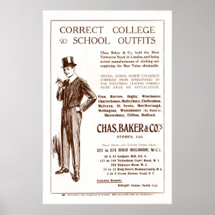 Vintage Chas Baker Clothing Ad von 1920 Poster