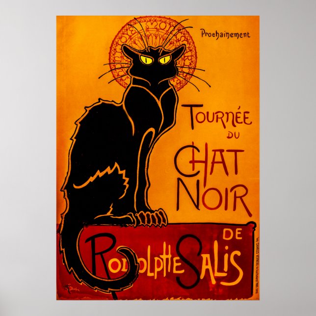 Vintage Chat Noir - Schwarze Katze Poster (Vorne)