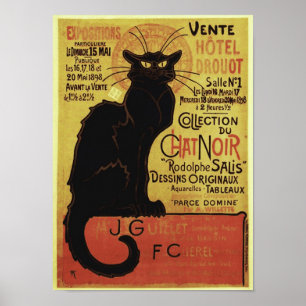 Vintage Chat Noir, Vente Hôtel Drouot Steinlen Poster