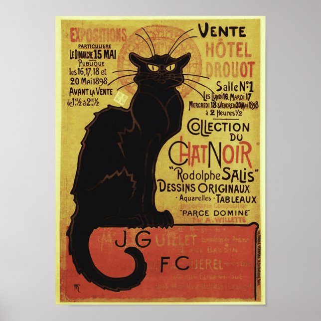Vintage Chat Noir, Vente Hôtel Drouot Steinlen Poster (Vorne)