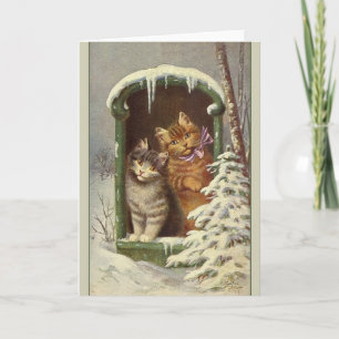 Vintage Chat Winter Note Card Feiertagskarte